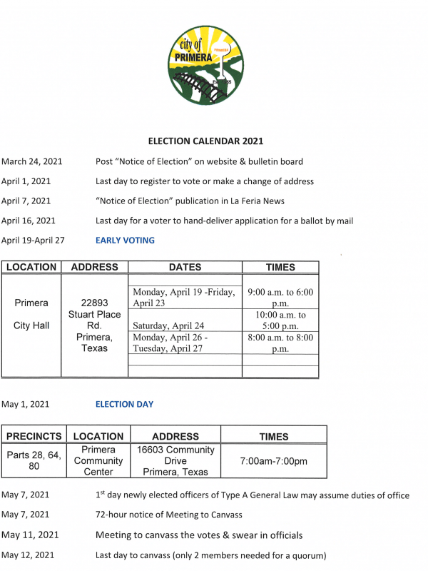 Elections Calender